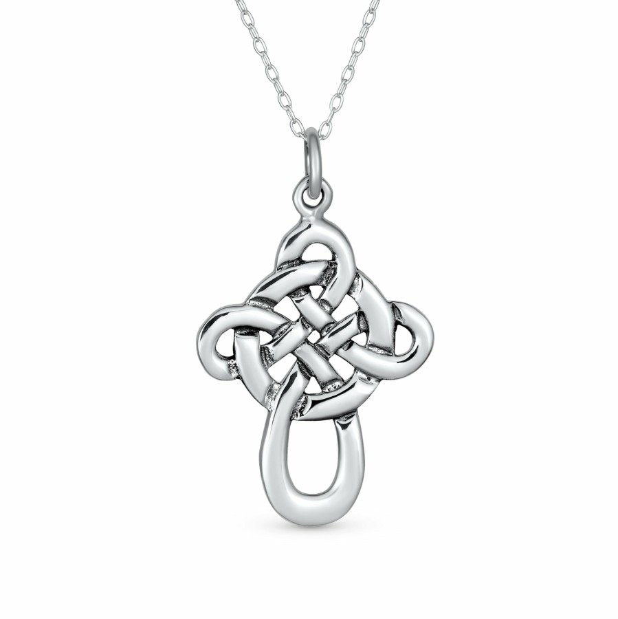 Shop Women Bling Jewelry Pendant Necklaces | Celtic Twisted Religious Cross Pendant .925 Sterling Necklace