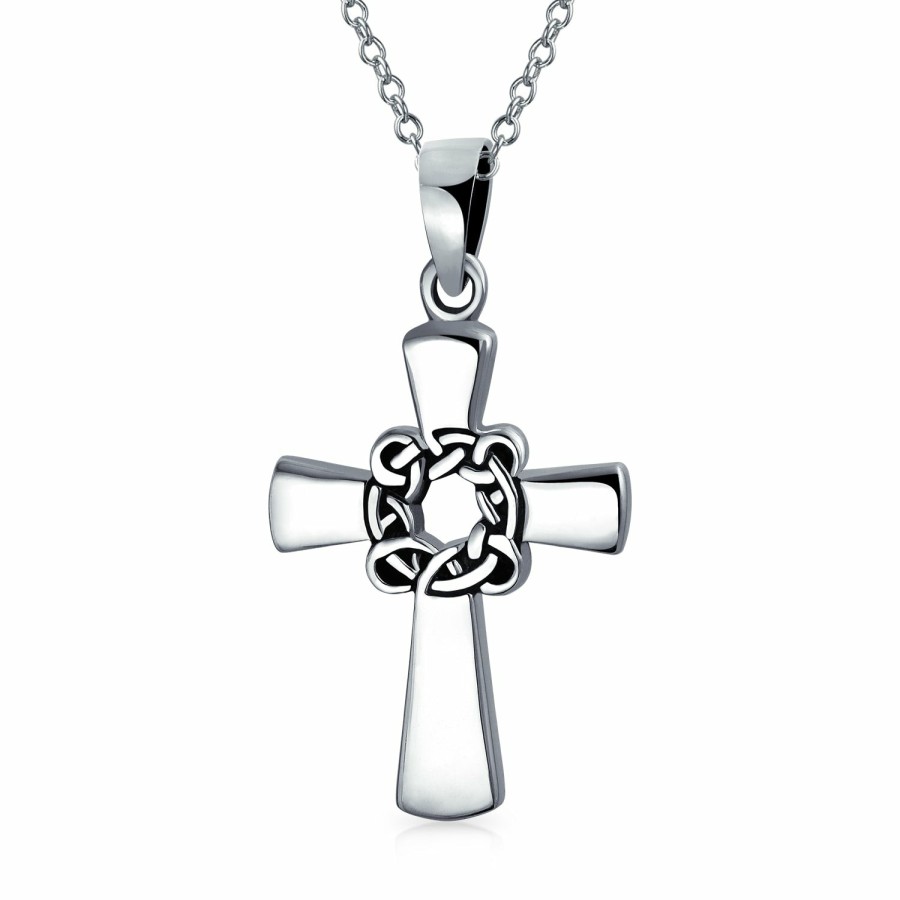 Shop Women Bling Jewelry Pendant Necklaces | Celtic Twisted Religious Cross Pendant .925 Sterling Necklace