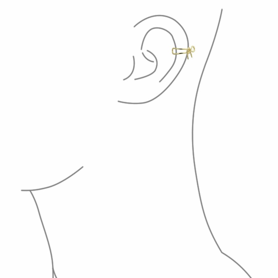 Shop Women Bling Jewelry Ear Cuffs, Cartilage Earrings | Bow Cartilage Ear Cuff Clip Earring Gold Plated Sterling Silver