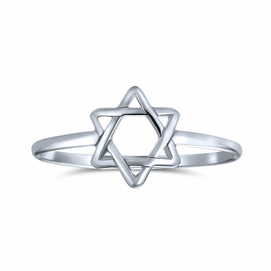 Shop Women Bling Jewelry Delicate Midi Rings | Midi Knuckle Thin 1Mm Band Star Of David Ring .925 Sterling Silver