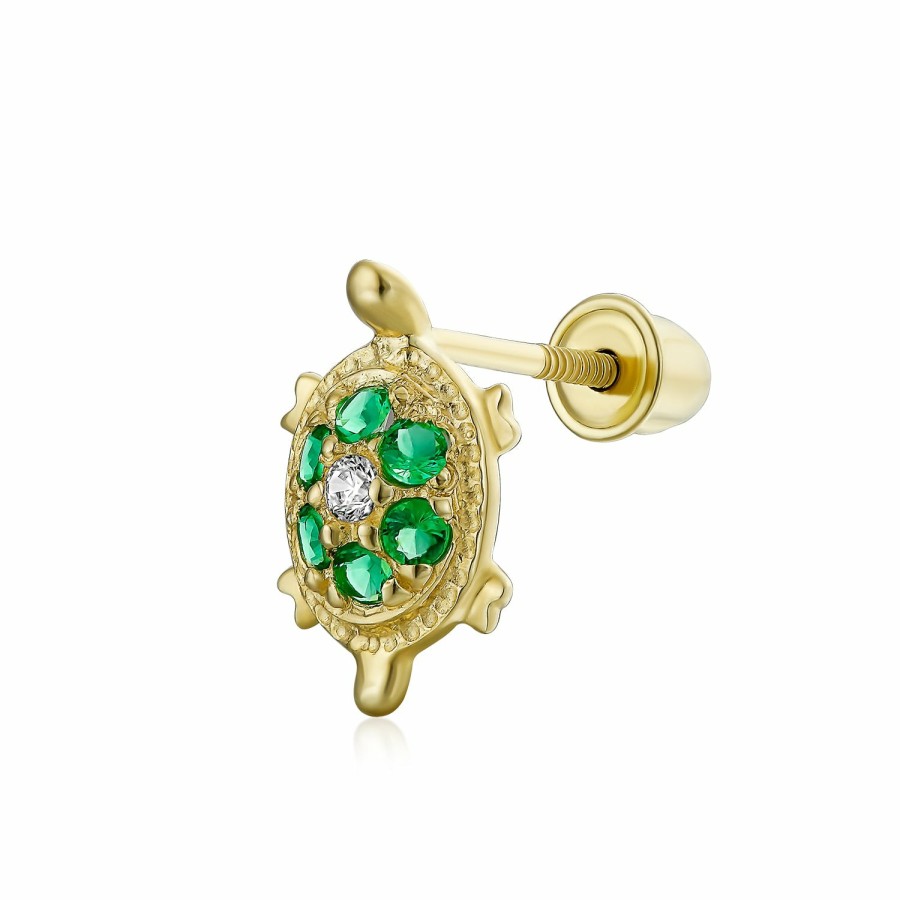 Shop Women Bling Jewelry | Cz Starfish Dolphin Turtle Cartilage Stud Earring 14K Gold Screwback