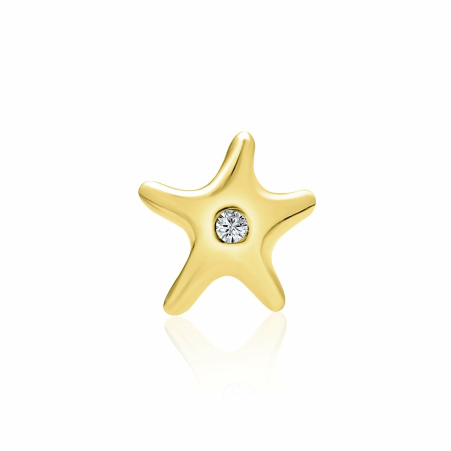 Shop Women Bling Jewelry | Cz Starfish Dolphin Turtle Cartilage Stud Earring 14K Gold Screwback