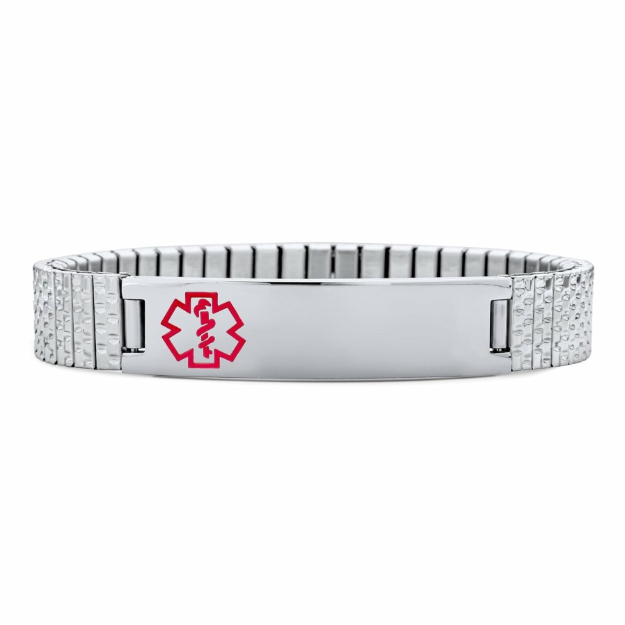 Shop Men Bling Jewelry Mens Bracelets & Id Bracelets | Unisex Personalized Medical Alert Id Stretch Bracelet Stainless Steel