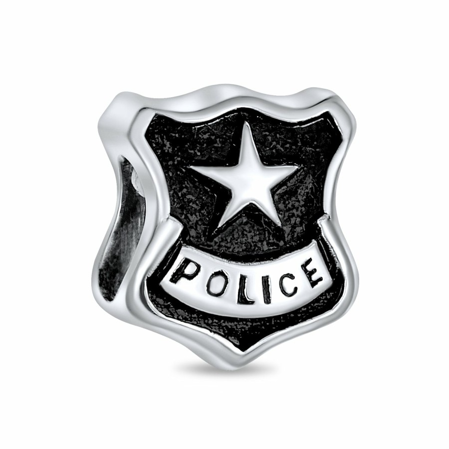 Shop Women Bling Jewelry Unique Charms | Firefighter Hat Helmet Police Officr Shield Gun Charm Bead .925