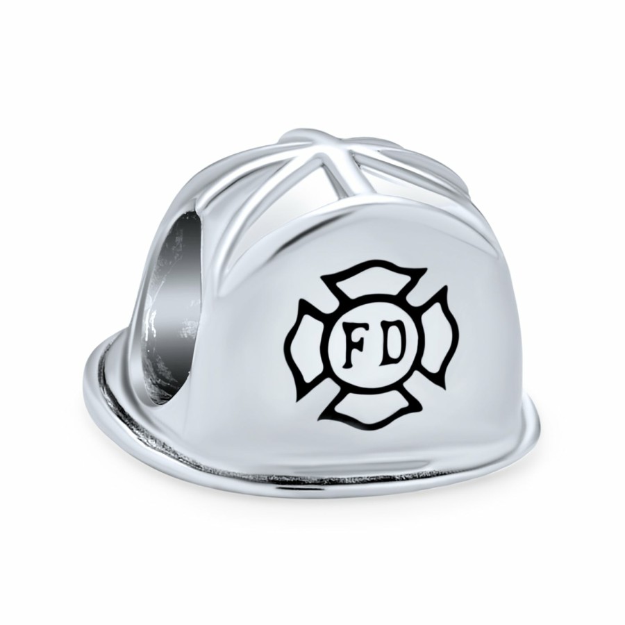 Shop Women Bling Jewelry Unique Charms | Firefighter Hat Helmet Police Officr Shield Gun Charm Bead .925