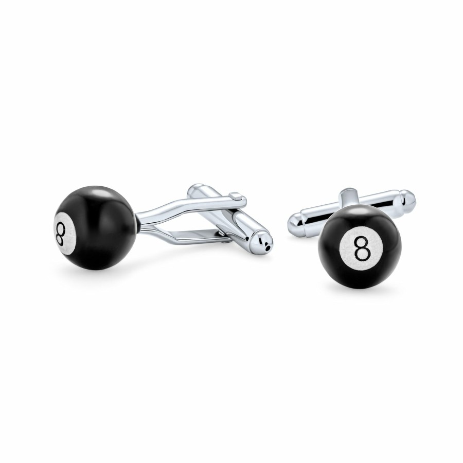 Shop Men Bling Jewelry Cufflinks | Magic 8 Ball Billiards Pool Player Cufflinks Black Steel Fixed Back