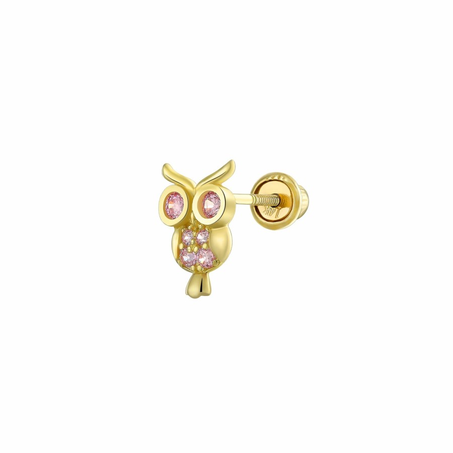 Shop Women Bling Jewelry Ear Piercing | Real 14K Gold Owl Snake Butterfly Cartilage Stud Earring Cz Screwback