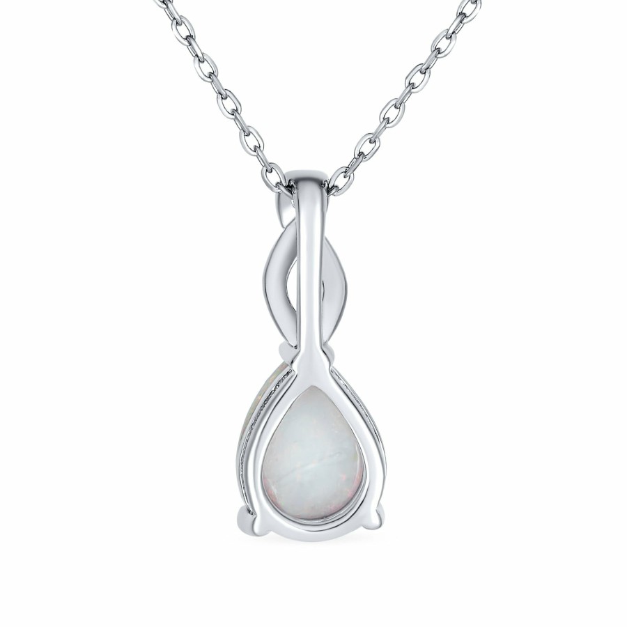 Shop Women Bling Jewelry Delicate Pendant Necklaces | Solitaire Teardrop Created Opal Pendant Necklace .925Sterling Silver