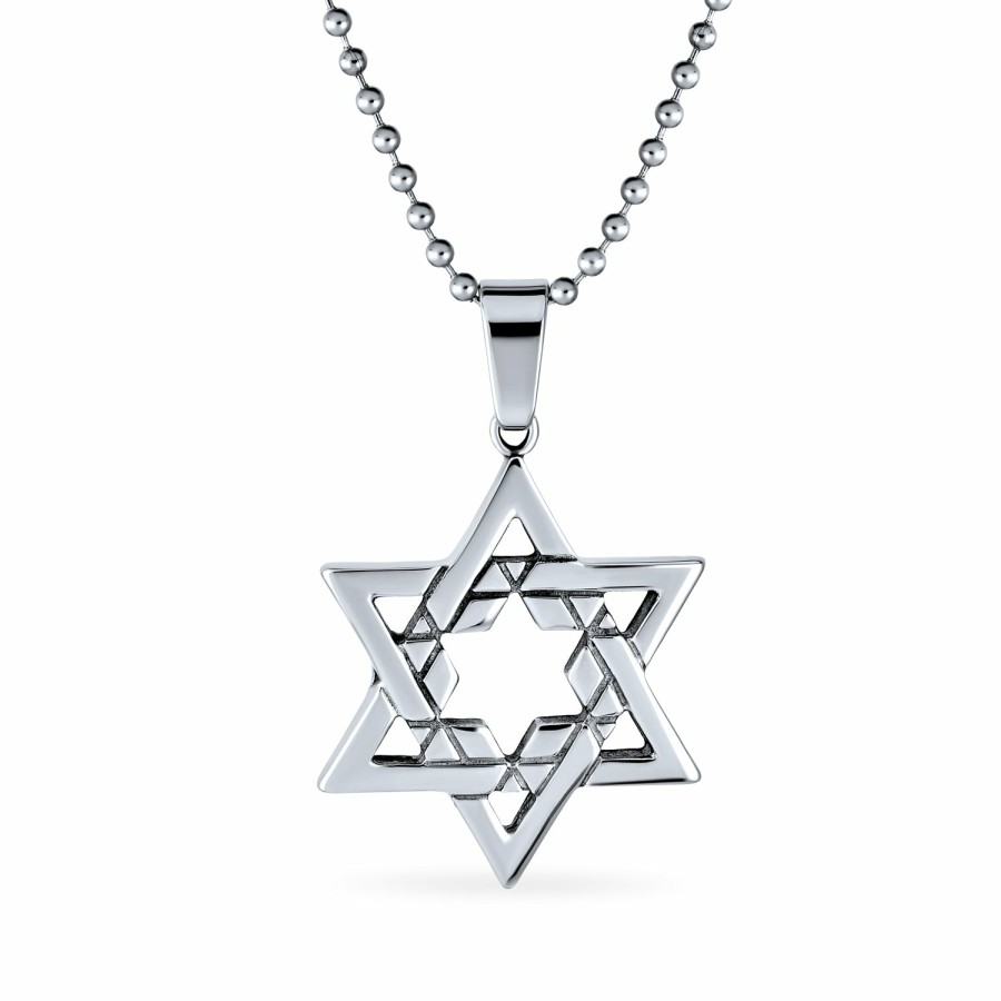 Shop Women Bling Jewelry Pendant Necklaces | Men'S Statement Judaic Jewish Hanukkah Star Of David Signet Ring Stainless Steel