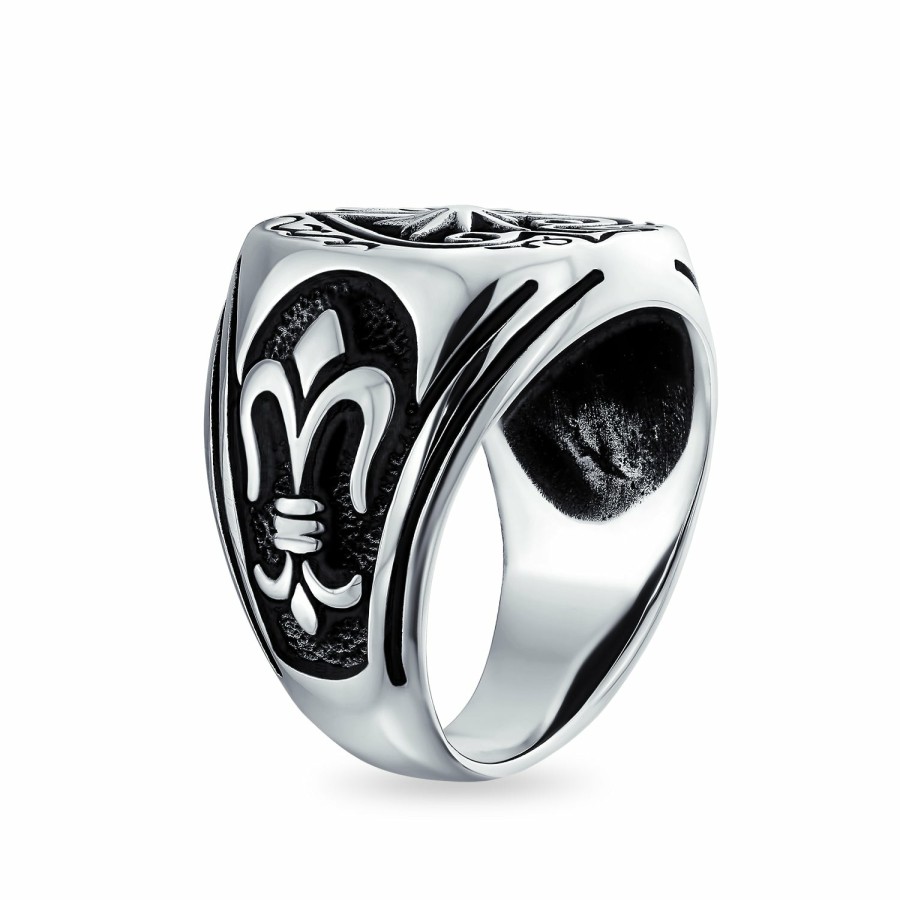 Shop Women Bling Jewelry Engravable Rings | Large Good Luck Black Ace Of Spade Ring For Men .925 Sterling Silver