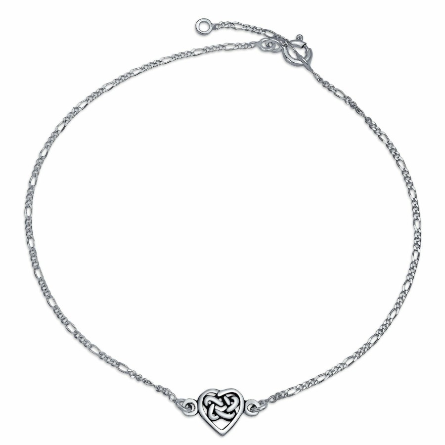 Shop Women Bling Jewelry Ankle Bracelets | Celtic Triquetra Knot Heart Anklet Ankle Bracelet Sterling Silver