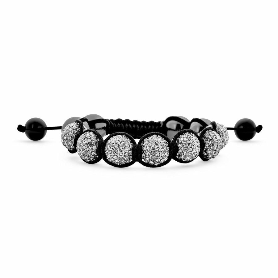 Shop Men Bling Jewelry Mens Bracelets & Id Bracelets | Crystal Ball Hematite Shamballa Inspired Bracelet Cord