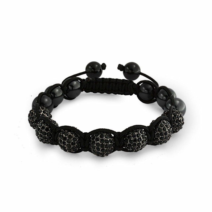 Shop Men Bling Jewelry Mens Bracelets & Id Bracelets | Crystal Ball Hematite Shamballa Inspired Bracelet Cord