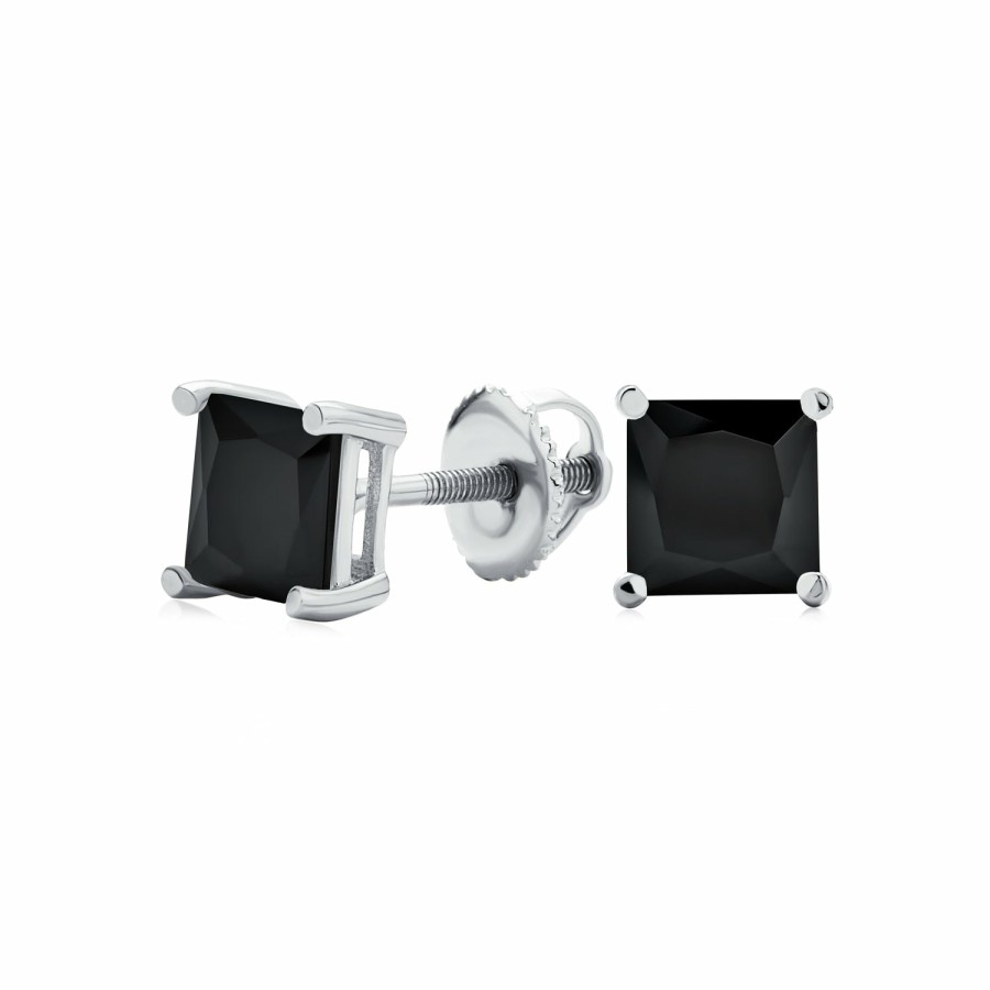 Shop Women Bling Jewelry Stud Earrings | Princess Cut Stud Earrings Aaacz Screw Back .925Sterling