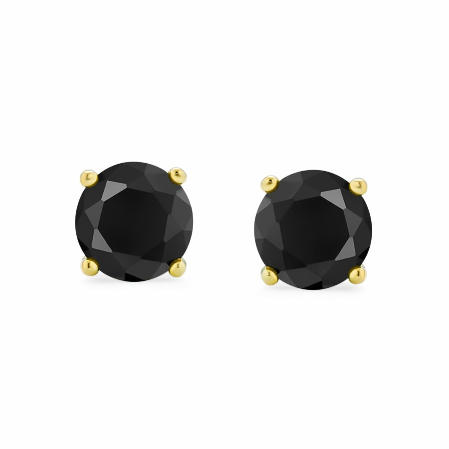 Shop Women Bling Jewelry Stud Earrings | Black Stud Earrings Solitaire Cz Gold Plated Sterling Silver