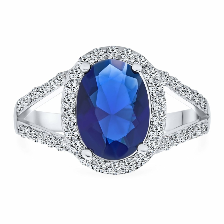 Shop Women Bling Jewelry Engagement Rings | 7-10Ct Aaa Cz Simulated Sapphire Solitaire Engagement Ring