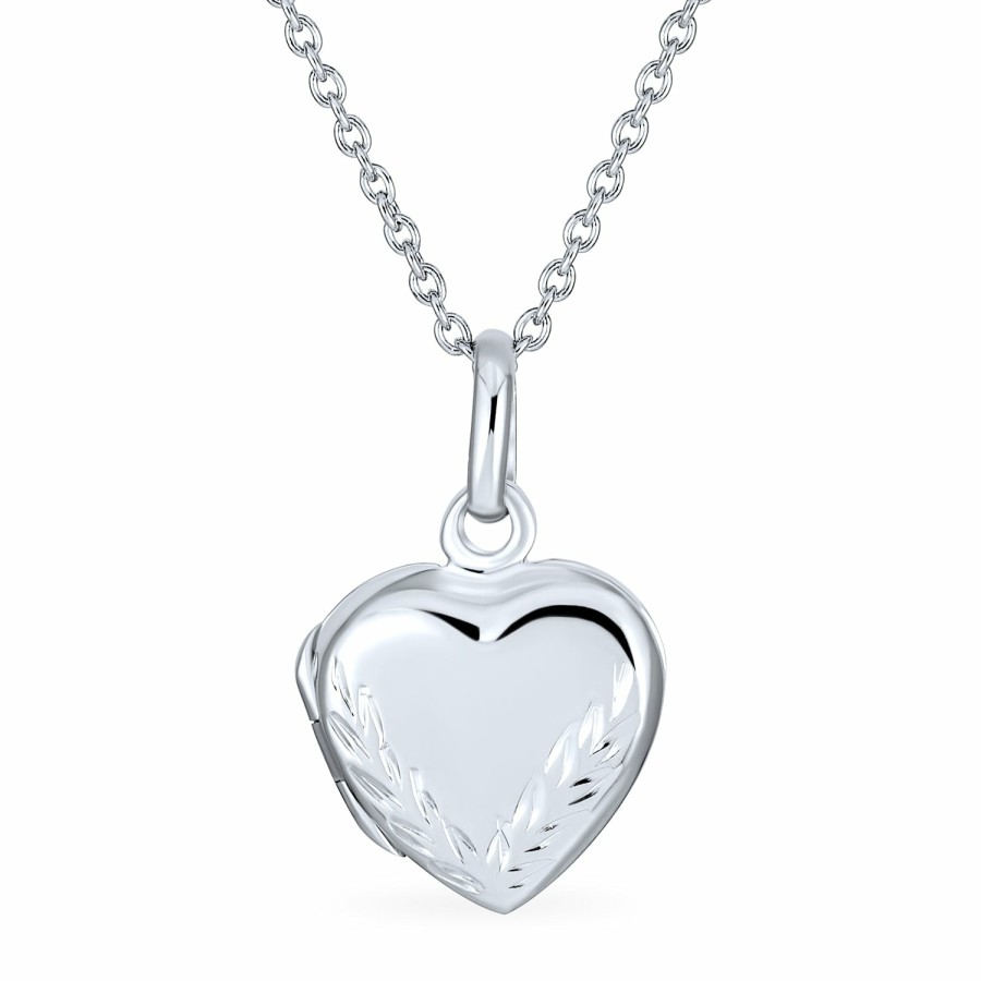 Shop Women Bling Jewelry | Cz Accent Holds Picture Star Flower Heart Locket Necklace .925 Silver