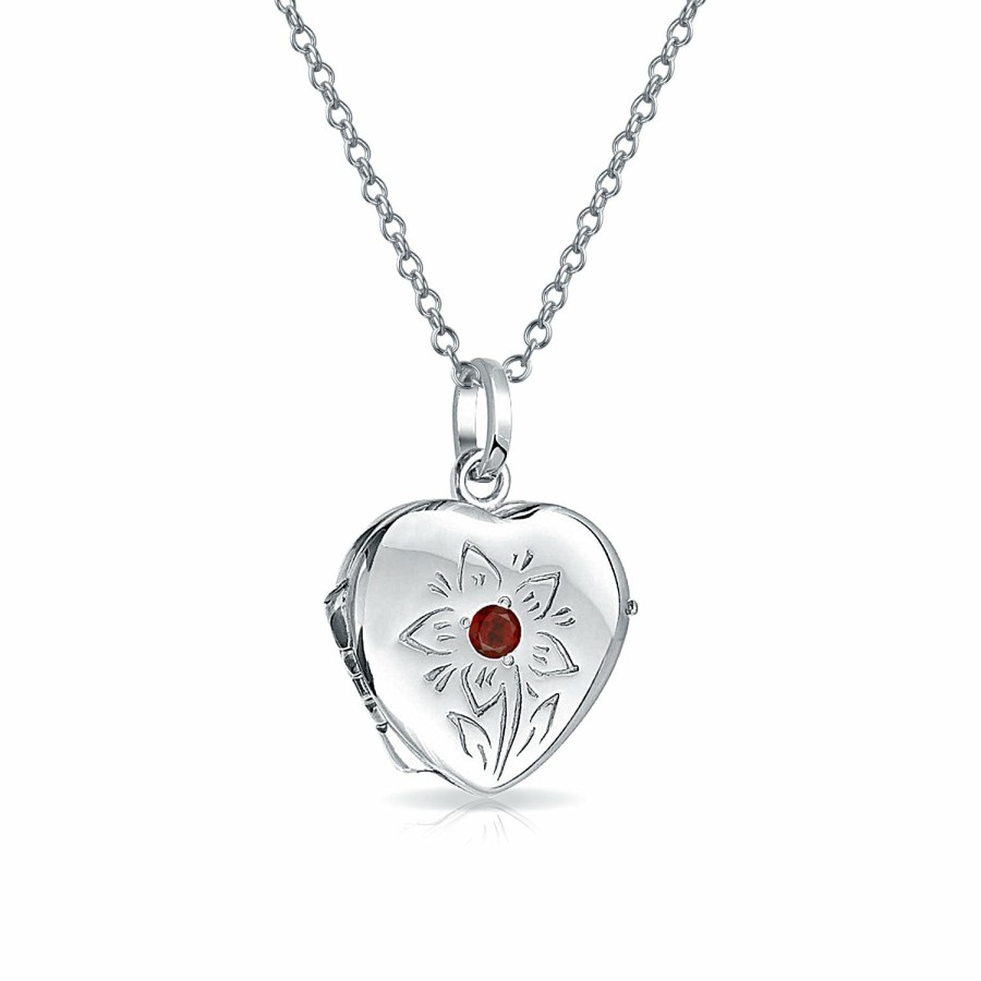 Shop Women Bling Jewelry | Cz Accent Holds Picture Star Flower Heart Locket Necklace .925 Silver