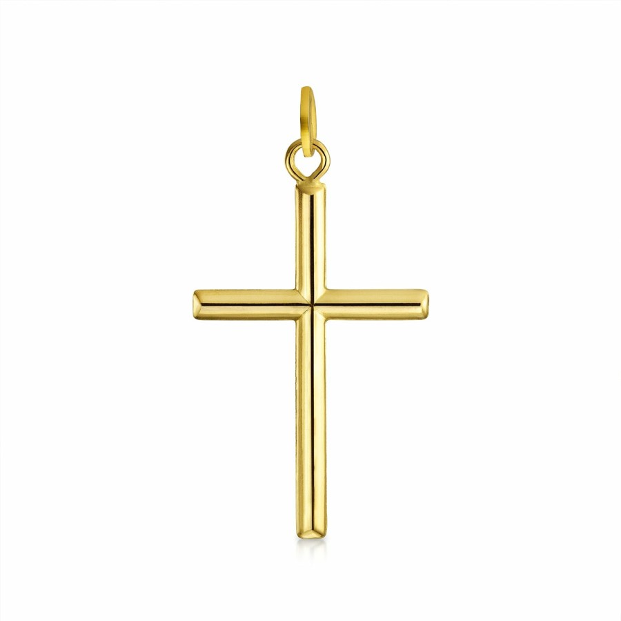 Shop Women Bling Jewelry Delicate Pendant Necklaces | Real 14K Yellow Gold Celtic Religious Cross Rosary Pendant