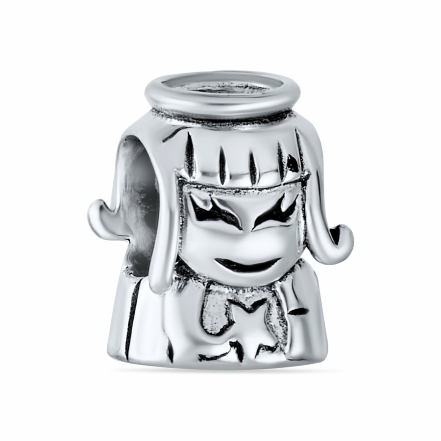 Shop Women Bling Jewelry Christmas Charms Beads | Protection Inspirational Guardian Angel Bead Charm .925 Sterling Silver