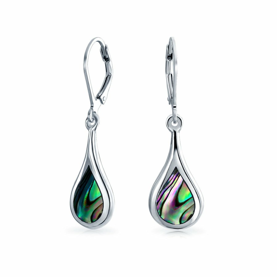 Shop Women Bling Jewelry Dangle Drop Earrings | Abalone Shell Long Drop Dangle Lever Back Earrings 925 Sterling Silver