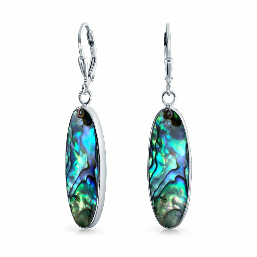 Shop Women Bling Jewelry Dangle Drop Earrings | Abalone Shell Long Drop Dangle Lever Back Earrings 925 Sterling Silver