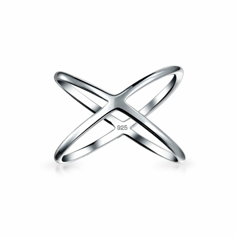 Shop Women Bling Jewelry Unique Rings | Simple Geometric Atomic X Cris Cross Ring For Teen .925 Sterling Silver