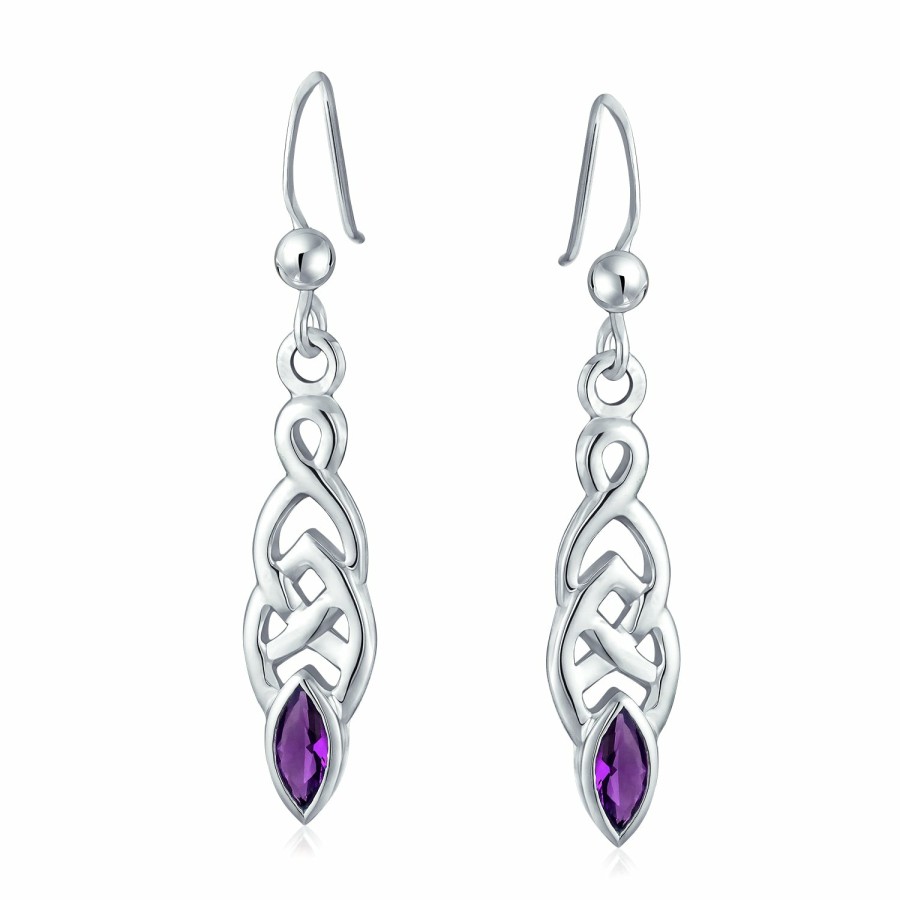 Shop Women Bling Jewelry Dangle Drop Earrings | Bff Celtic Knot Cz Marquise Cut Dangle Earrings .925Sterling Silver