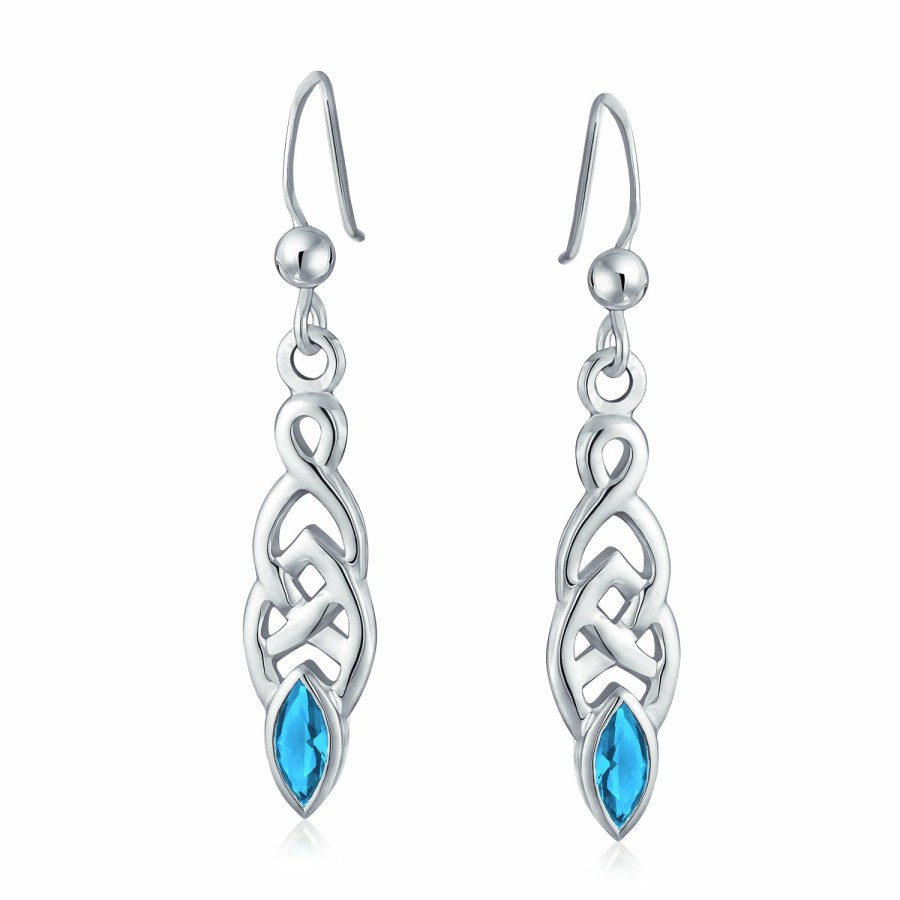 Shop Women Bling Jewelry Dangle Drop Earrings | Bff Celtic Knot Cz Marquise Cut Dangle Earrings .925Sterling Silver