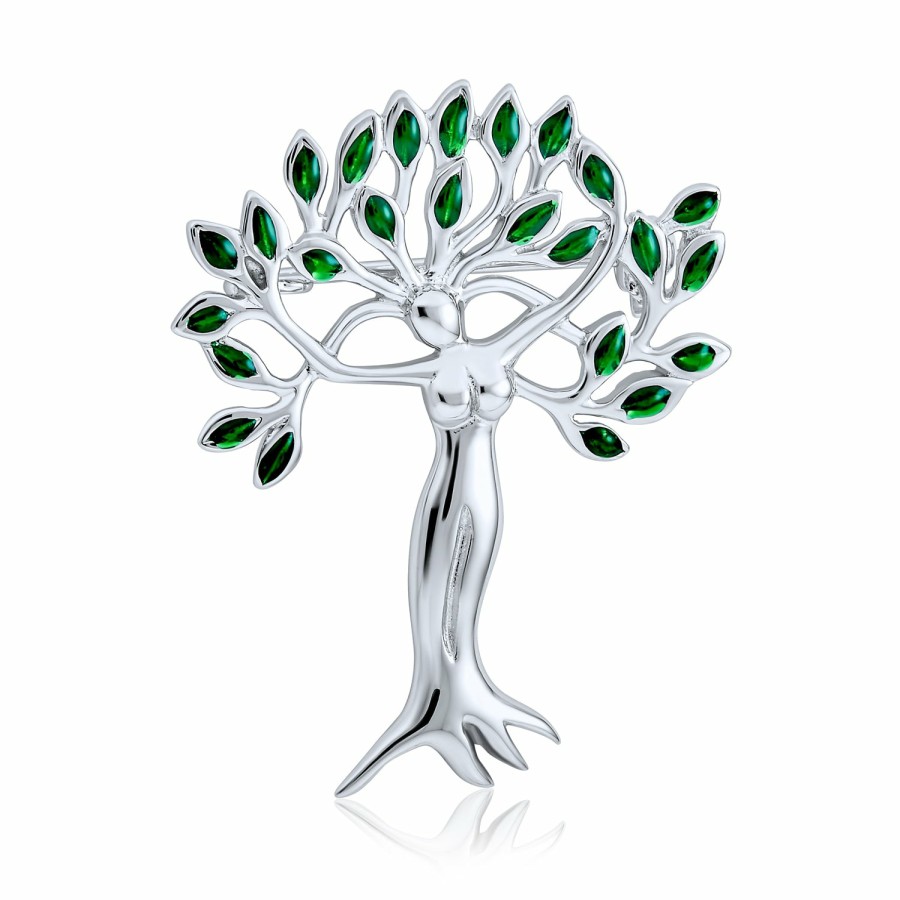 Shop Women Bling Jewelry Pins & Brooches | Western Jewelry Tree Of Life Mother Earth Goddess Brooch Pin .925 Silver