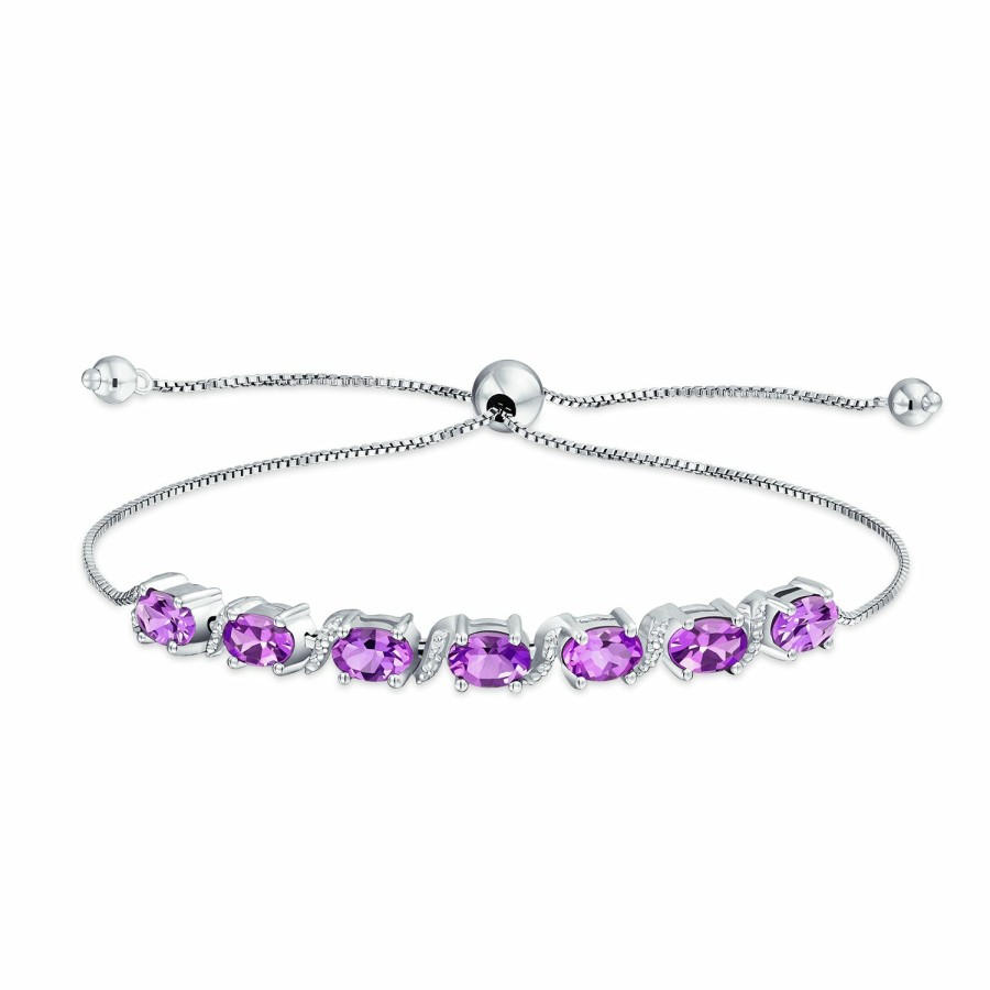 Shop Women Bling Jewelry Tennis Bracelets | Amethyst Tanzanite Emerald Sapphire Bolo Tennis Bracelet For Women 7-8 Inch