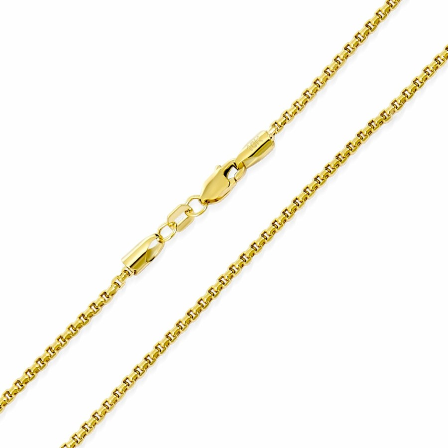 Shop Women Bling Jewelry Chains Necklaces | Genuine Solid Yellow Real 10K Gold Box Chain Necklace 100 Gauge 1.6 Mm