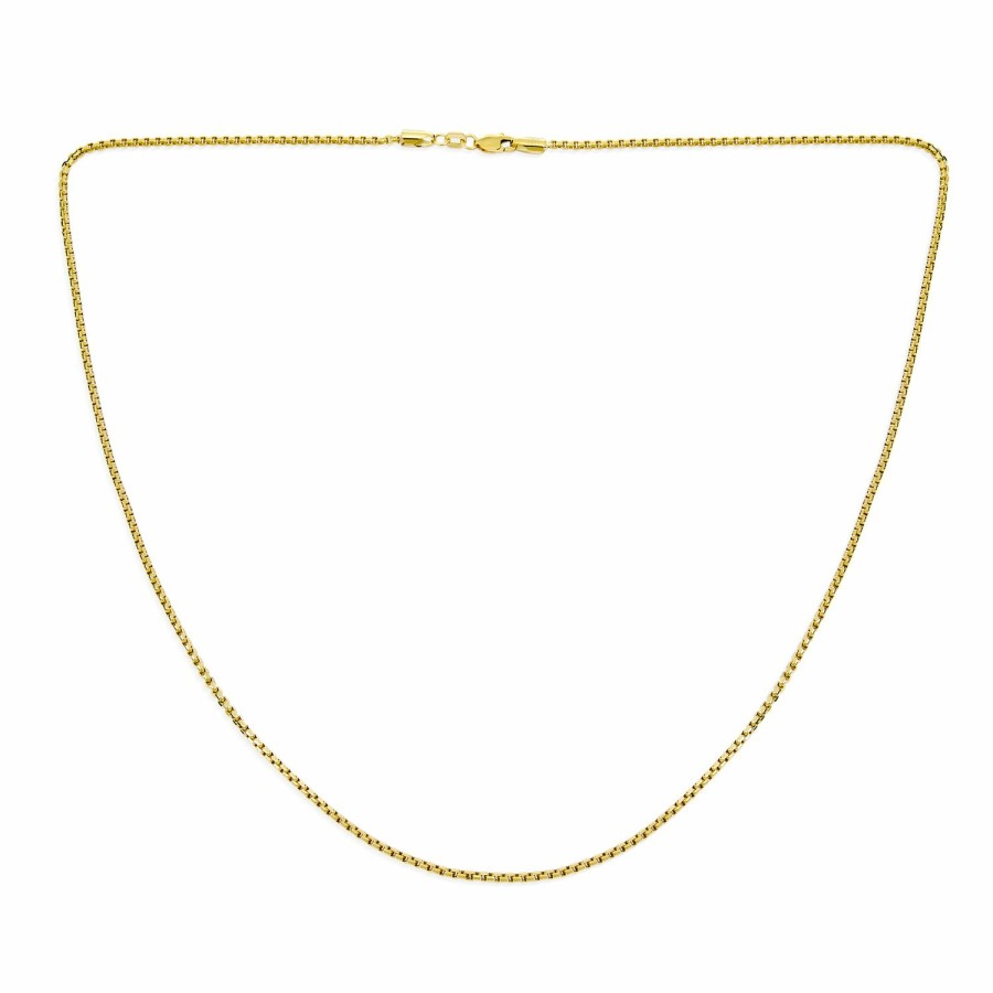 Shop Women Bling Jewelry Chains Necklaces | Genuine Solid Yellow Real 10K Gold Box Chain Necklace 100 Gauge 1.6 Mm