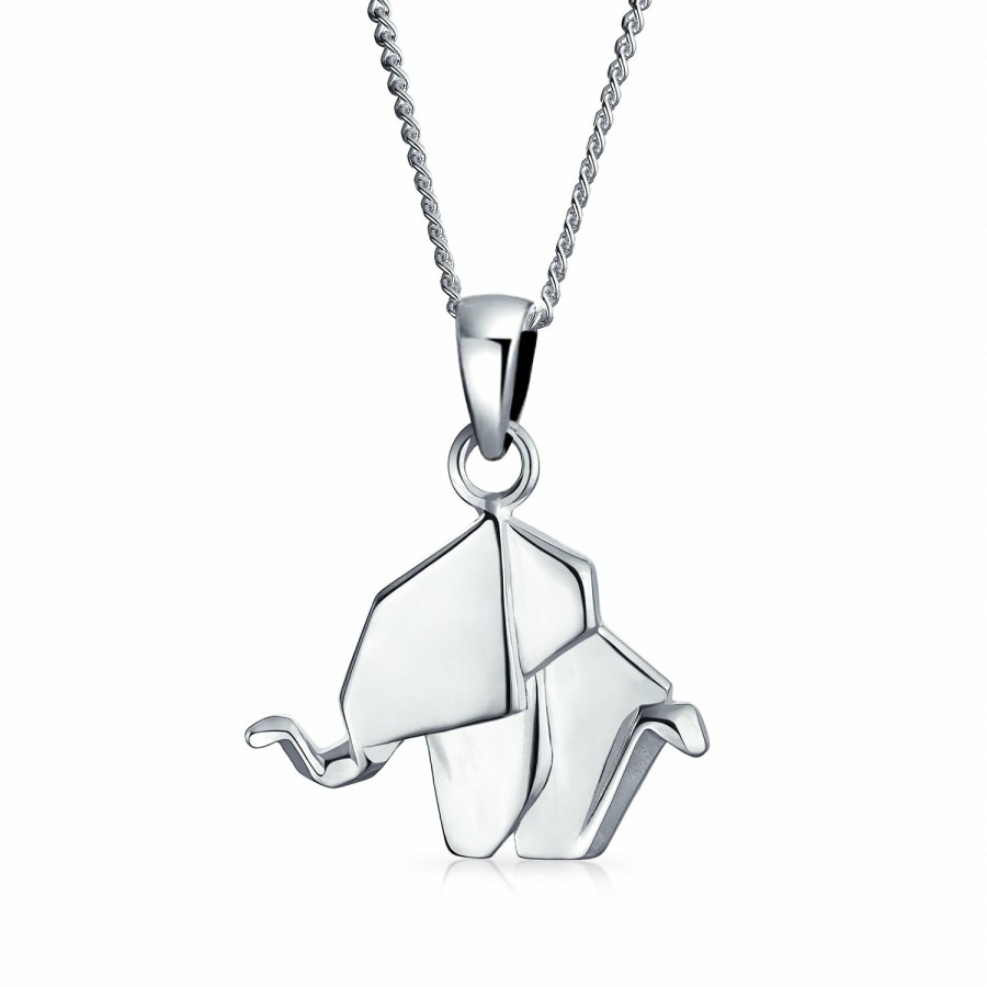 Shop Women Bling Jewelry | 3D Origami Jewelry Crane Cat Elephant Necklace Pendant Sterling Silver