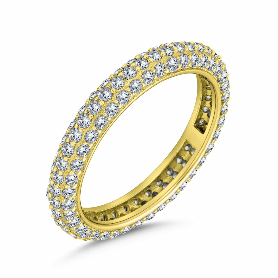 Shop Women Bling Jewelry Stacking Eternity Rings | Cz Eternity Wedding Dome Band Ring Gold Plated Sterling Silver