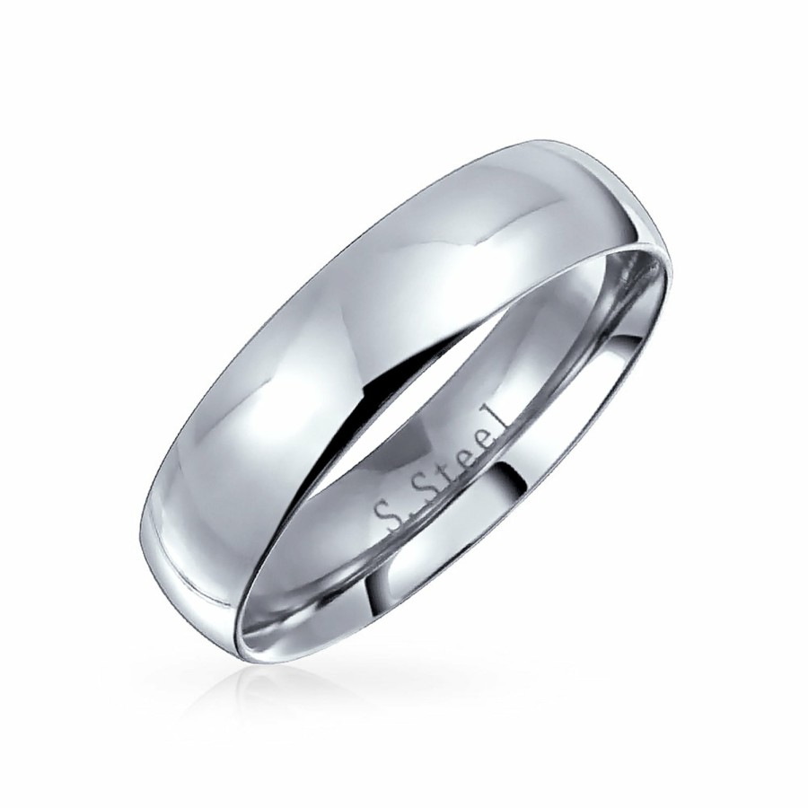 Shop Women Bling Jewelry Wedding Bands | Dome Couples Ring Wedding Band Shine Polished Stainless Steel 5Mm