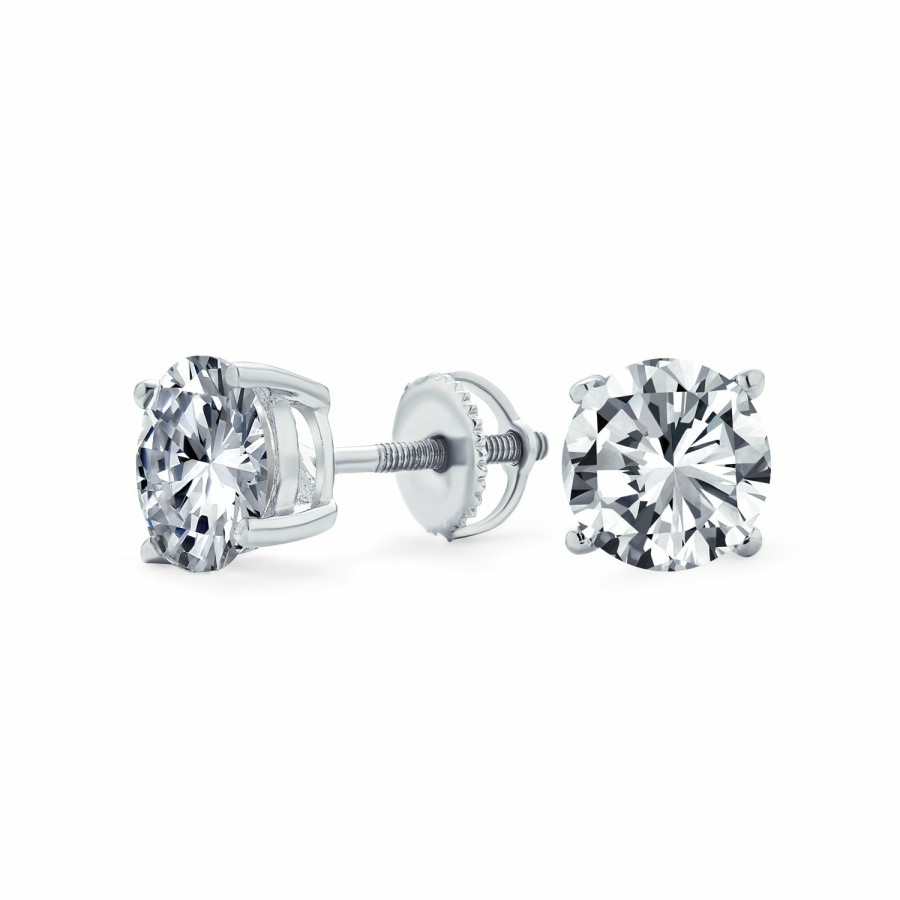 Shop Men Bling Jewelry Mens Earrings | Solitaire Aaa Cz Stud Earrings Screwback Gold Plated Sterling Silver