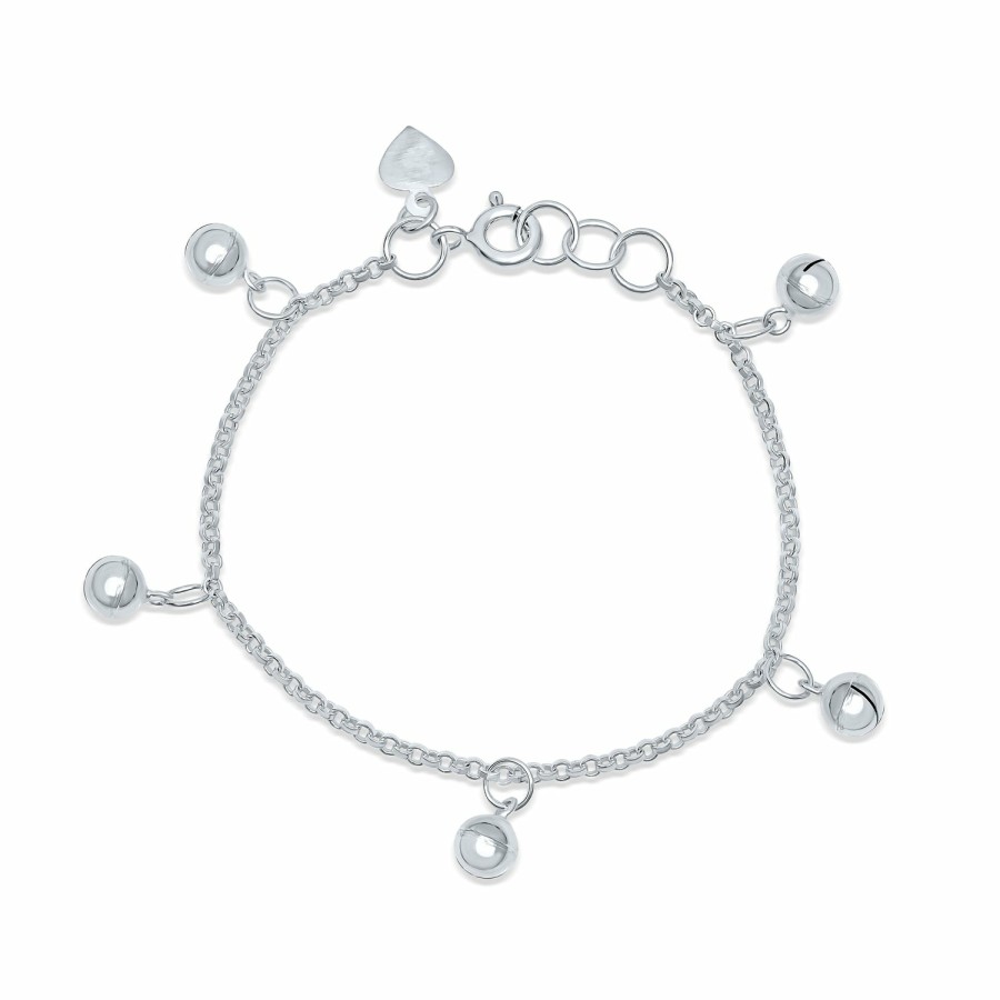 Shop Women Bling Jewelry | Girls Jingle Bells Bracelet Small Wrists 6 Inch .925Sterling Silver