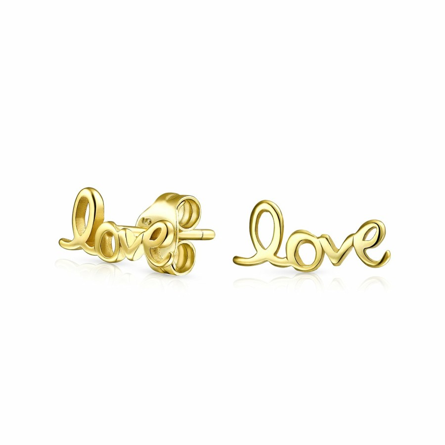 Shop Women Bling Jewelry Delicate Midi Rings | Peace Hope Love Word Ring Set Stud Earrings Gold Plated .925 Silver