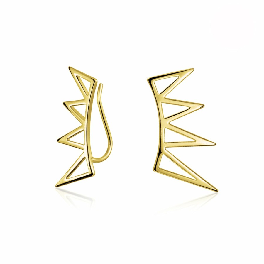 Shop Women Bling Jewelry Ear Cuffs, Cartilage Earrings | Triangles Ear Climbers Earrings Crawlers .925 Sterling