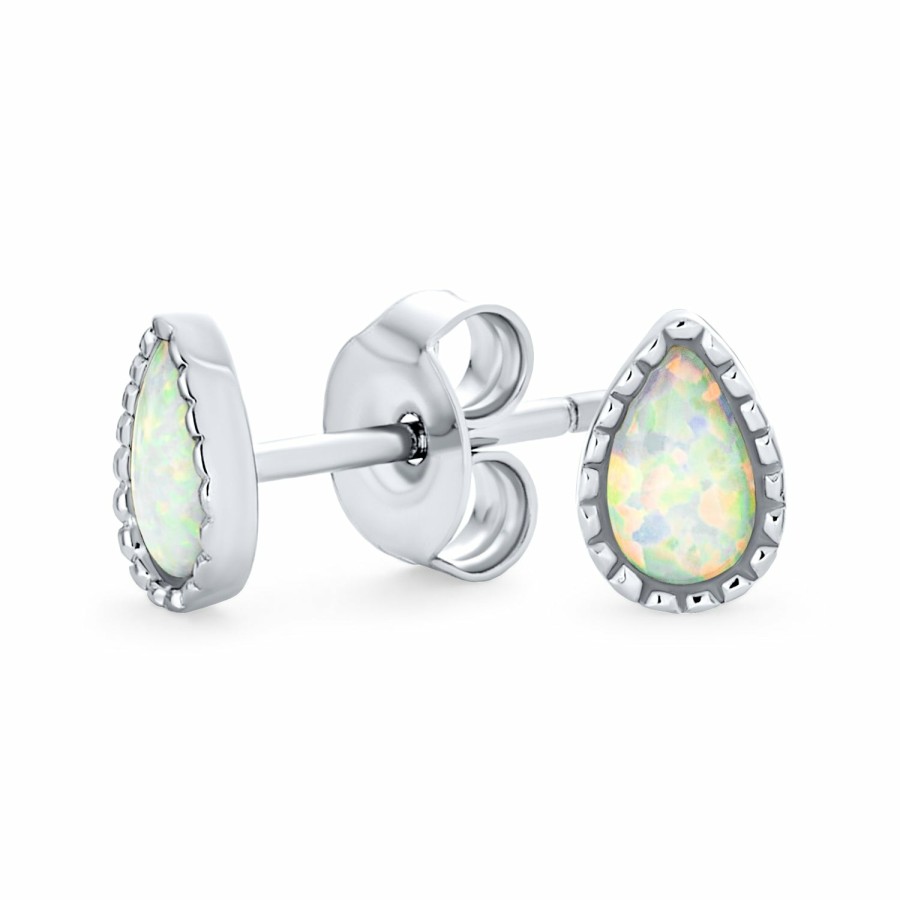 Shop Women Bling Jewelry Dangle Drop Earrings | Victorian Style Teardrop Oval Created Opal Stud Earrings .925 Silver