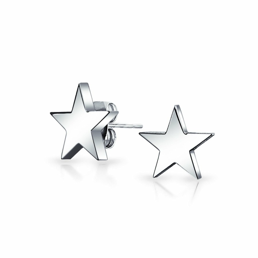 Shop Men Bling Jewelry Mens Engravable Earrings | Initial A-Z Patriotic Celestial Star Stud Earrings Stainless Steel 10Mm