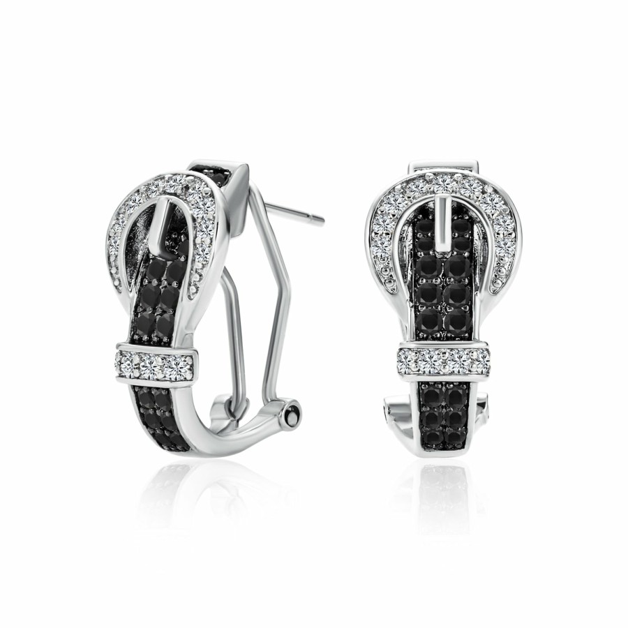 Shop Women Bling Jewelry Stud Earrings | Cz Buckle Belt Small Medium Hoop Earrings Omega Back