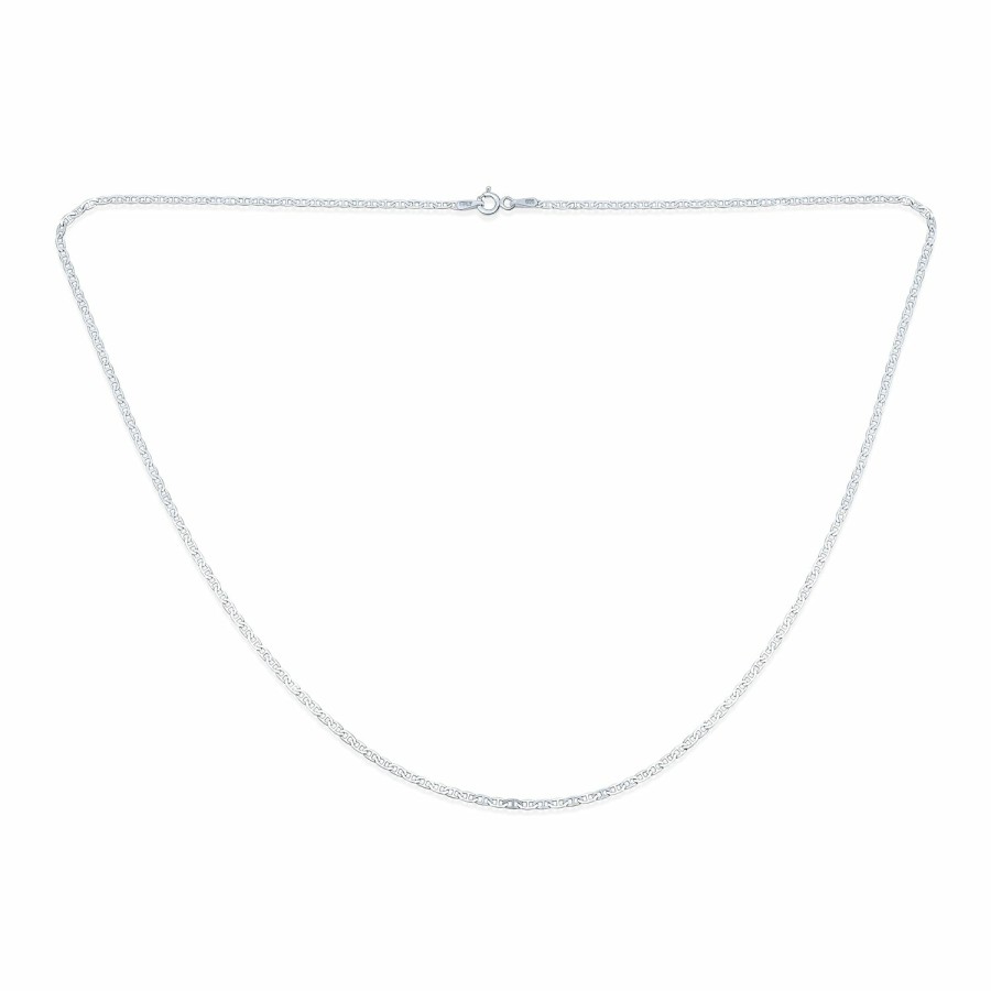 Shop Women Bling Jewelry Chains Necklaces | Thin Flat Mariner Anchor Chain 2Mm Necklace Sterling Silver Italian