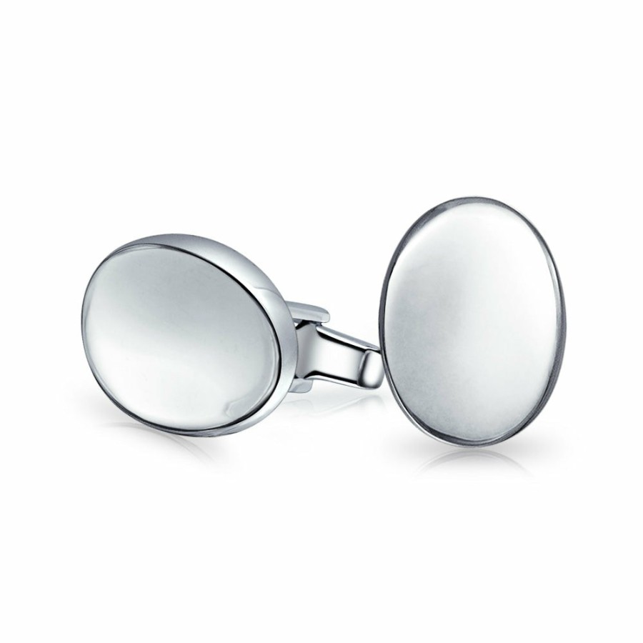 Shop Men Bling Jewelry Mens Engravable Accessories | Mens Classic Square Oval Round Solid Cufflinks .925Sterling Silver