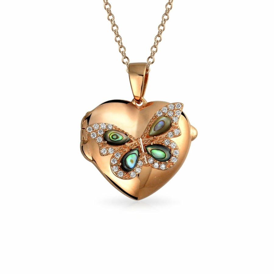 Shop Women Bling Jewelry Lockets | Marcasite Garnet Vintage Butterfly Heart Locket .925 Silver