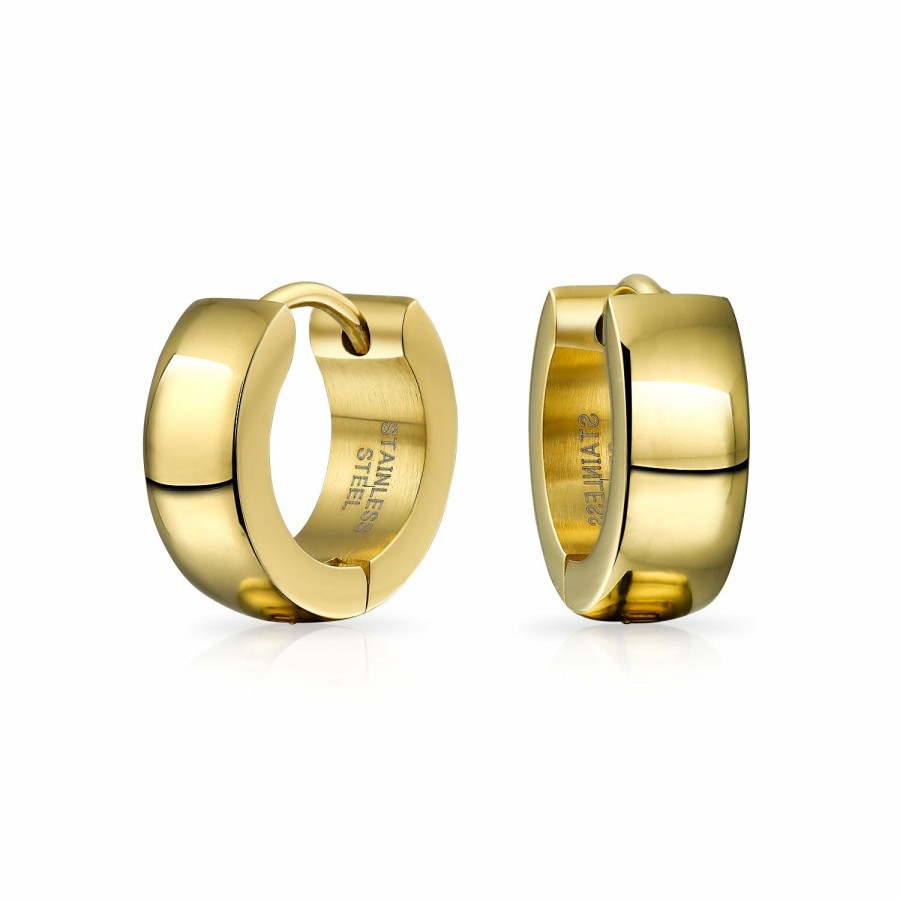 Shop Men Bling Jewelry Mens Earrings | Hoop Earrings Silver Gold Tone Plated Stainless Steel