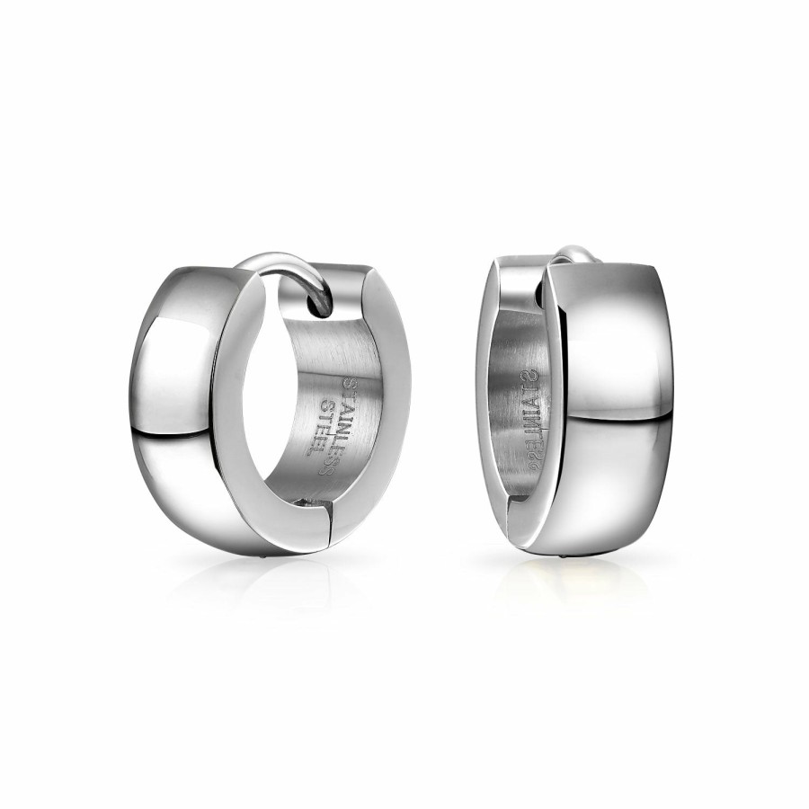 Shop Men Bling Jewelry Mens Earrings | Hoop Earrings Silver Gold Tone Plated Stainless Steel