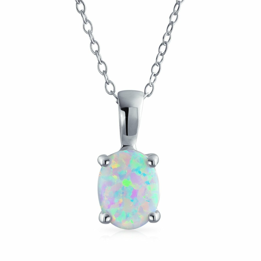 Shop Women Bling Jewelry Delicate Pendant Necklaces | 1Ct Solitaire Oval Opal Pendant Necklace Rose Gold Plated .925 Silver