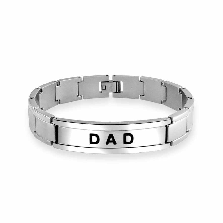 Shop Men Bling Jewelry Mens Bracelets & Id Bracelets | Dad Daddy Name Plated Bicycle Id Bracelet Father Stainless Steel